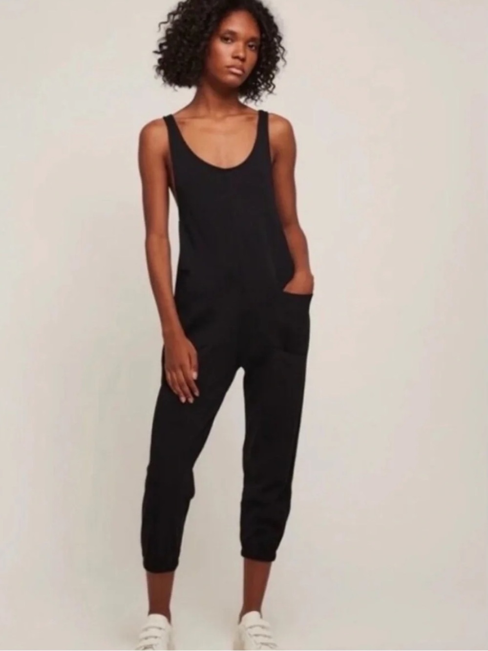 FORDAYS Black Organic Cotton Ribbed Loungewear Jumpsuit